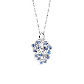 Weißgold, Halsschmuck, Tamara Comolli SNOWFLAKES Leaf Anhänger 'Classic/Sky', Ref: P-SF-L-ClSky-wg