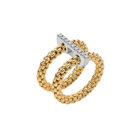 Weißgold, Ringe, FOPE Prima doppelter Mesh-Ring mit Diamantpavé, Ref: 74008AX_BB_G_XBX_00M