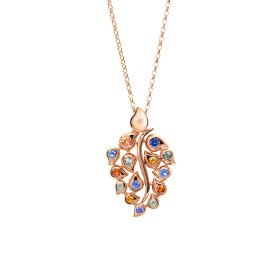 Roségold, Halsschmuck, Tamara Comolli SNOWFLAKES Leaf Anhänger in 'Classic/Primaluce', Ref: P-SF-L-ClPri-rg