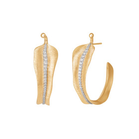         Gelbgold, Ohrringe, Ole Lynggaard Copenhagen Leaves Creolen gross mit Diamant-Pavé A2870-402