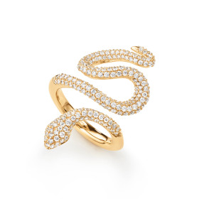         Gelbgold, Ringe, Ole Lynggaard Copenhagen Snakes Ring mittel mit Diamant-Pavé A2673-404