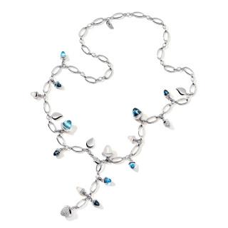 Weißgold, Halsschmuck, Tamara Comolli MIKADO Halskette 'Ocean' mit Diamant-Pavé, Ref: N-M-56-Oce-p-wg