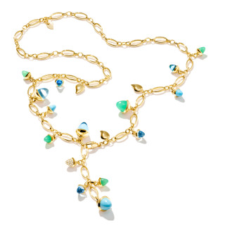 Gelbgold, Halsschmuck, Tamara Comolli MIKADO  Halskette 'Lagoon' mit Diamant-Pavé, Ref: N-M-56-Lag-p-yg