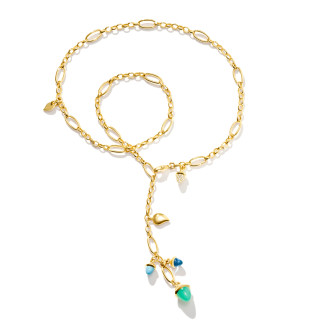 Gelbgold, Halsschmuck, Tamara Comolli MIKADO  Halskette 'Lagoon' mit Diamant-Pavé, Ref: N-M-Del51-Lag-p-yg