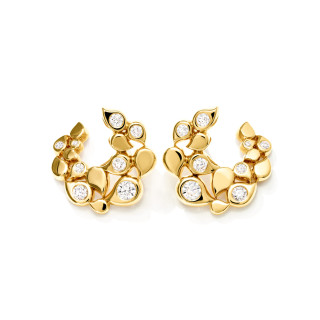 Gelbgold, Ohrringe, Tamara Comolli SNOWFLAKES Hoop Classic alternating Earrings, Ref: E-SF-Ho-Cl-alt-yg