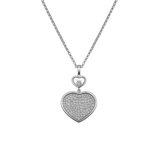 Weißgold, Halsschmuck, Chopard Happy Hearts Anhänger mit Halskette, Ref: 79A075-1901
