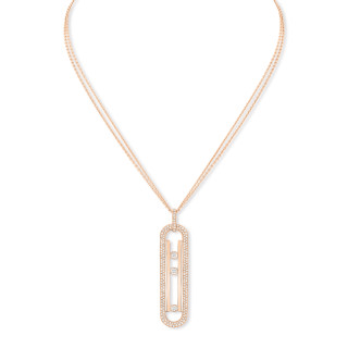 Roségold, Halsschmuck, Messika Lange Move 10th Anniversary Halskette mit Anhänger, Ref: 07228-PG