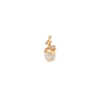 Roségold, Halsschmuck, Ole Lynggaard Copenhagen Forest Acorn Anhänger klein mit Diamant-Pavé, Ref: A2831-401