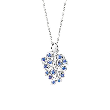         Weißgold, Halsschmuck, Tamara Comolli SNOWFLAKES Leaf Anhänger 'Classic/Sky'