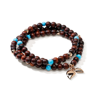         Roségold, Armschmuck, Tamara Comolli INDIA Armband mit Snakewood und Türkis Medium