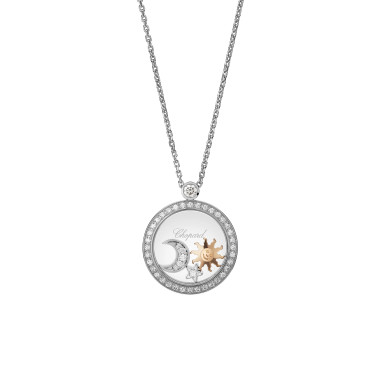         Weißgold, Halsschmuck, Chopard Happy Sun, Moon and Stars Anhänger mit Halskette