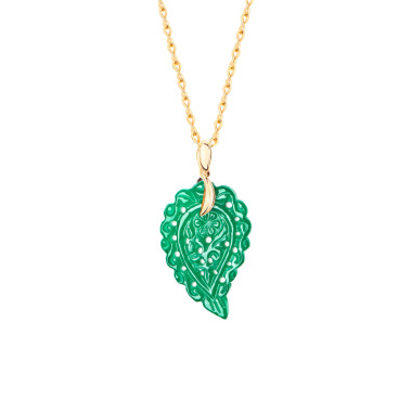         Gelbgold, Halsschmuck, Tamara Comolli INDIA Anhänger small Grüner Onyx