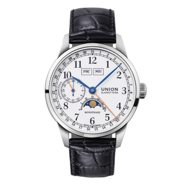         Handaufzug, Union Glashütte 1893 Johannes Dürrstein Edition Mondphase