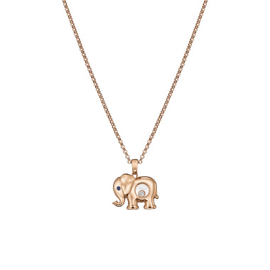         Roségold, Halsschmuck, Chopard Happy Diamonds Elefant Anhänger mit Halskette