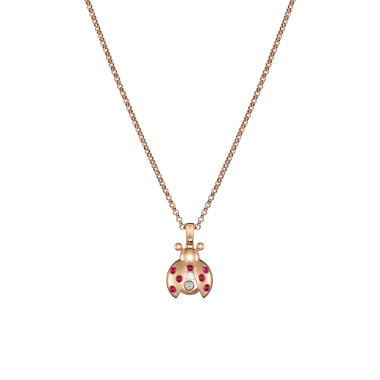         Roségold, Halsschmuck, Chopard Happy Diamonds Marienkäfer Anhänger mit Halskette