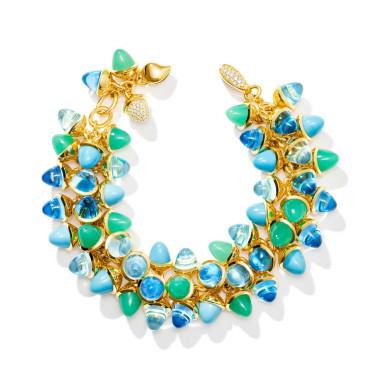         Gelbgold, Armschmuck, Tamara Comolli MIKADO Flamenco Armband 'Lagoon' mit Diamant-Pavé