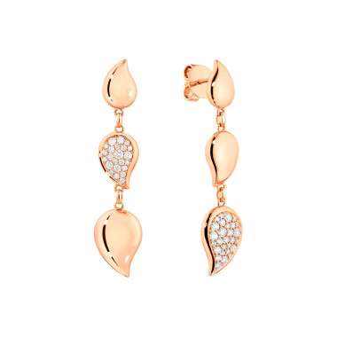         Roségold, Ohrringe, Tamara Comolli SIGNATURE Wave 3 Tropfenelemente Ohrhänger