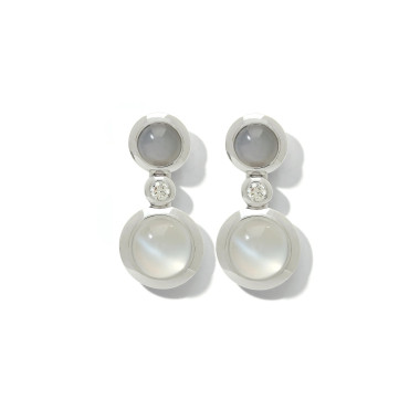         Weißgold, Ohrringe, Tamara Comolli BOUTON Ohrhänger 2 Cabochons 'Cashmere'