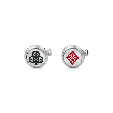         Edelstahl, Armschmuck, Montblanc Meisterstück Tribute to the Book Around the World in 80 Days Ace of Club & Ace of Diamond Manschettenknöpfe