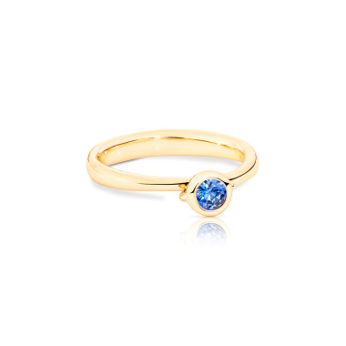         Gelbgold, Ringe, Tamara Comolli BOUTON Solitaire Ring mit Saphir
