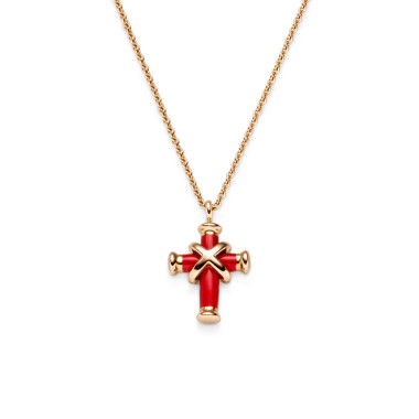         Roségold, Halsschmuck, Leo Wittwer Leo Wittwer Kreuz Mini mit Kette