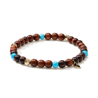         Gelbgold, Armschmuck, Tamara Comolli INDIA Armband mit Snakewood und Türkis Medium