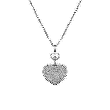         Weißgold, Halsschmuck, Chopard Happy Hearts Anhänger mit Halskette