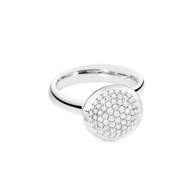         Weißgold, Ringe, Tamara Comolli BOUTON Ring Large mit Diamant-Pavé