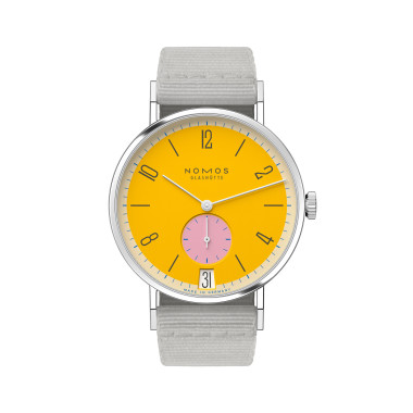         Handaufzug, NOMOS Glashütte Tangente 38 Datum Katzengold 