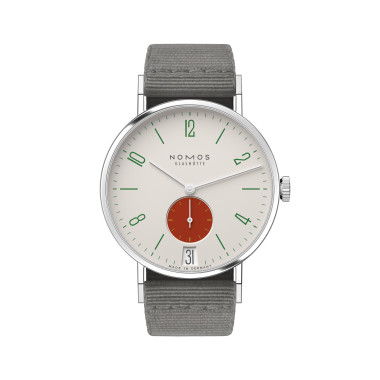         Handaufzug, NOMOS Glashütte Tangente 38 Datum Stop 