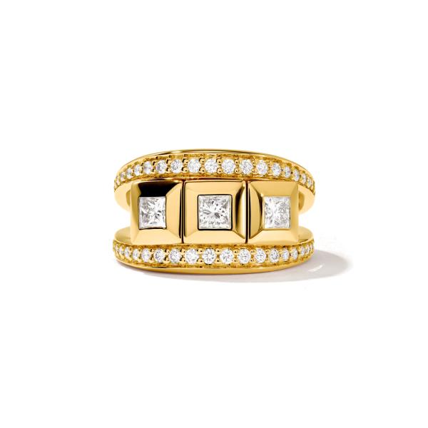 Tamara Comolli CURRICULUM VITAE 3 Ring mit Diamant Pavé medium R-CV3-m-Pr-p-yg