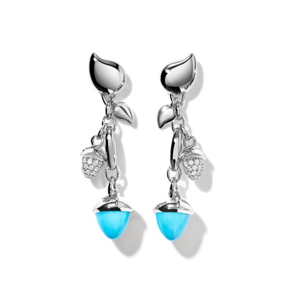 Tamara Comolli MIKADO Ohrringe Dangling 2 Acorns 'Turquoise' E-M-d-2-Tur-p-wg