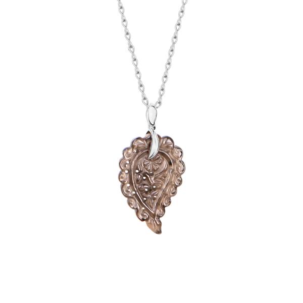 Tamara Comolli INDIA Leaf Anhänger small Rauchquarz P-IND-s-Smo-wg