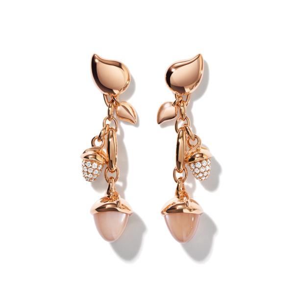 Tamara Comolli MIKADO Ohrringe Dangling 2 Acorns 'Camel' mit Diamant Pavé  E-M-d-2-Cam-p-rg