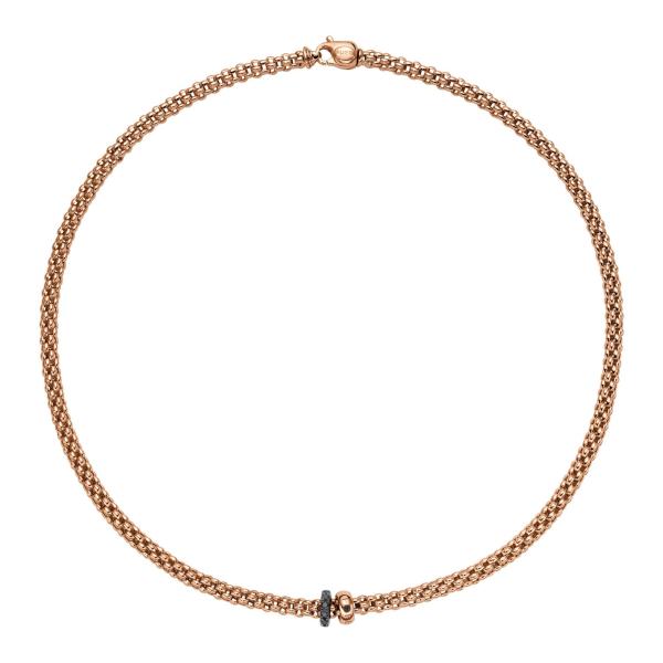 FOPE Solo Kette mit zwei Rondellen und schwarzem Pavébesatz 62406CX_PN_R_1RX_043