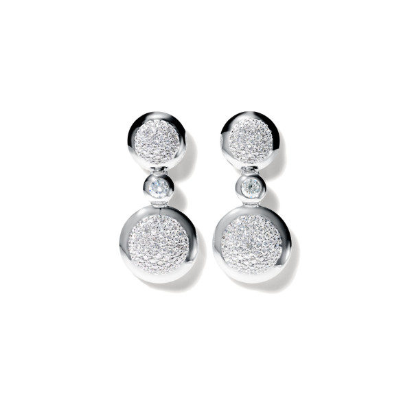 Tamara Comolli BOUTON Ohrhänger 2 Cabochons mit Diamant-Pavé E-BOU-2-p-Cl-wg