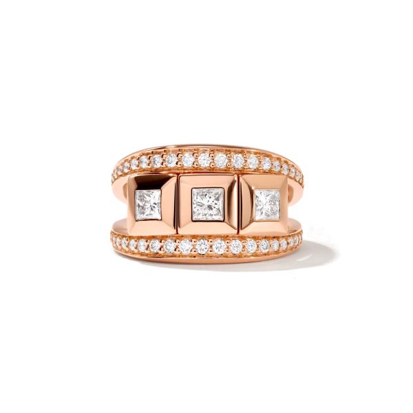 Tamara Comolli CURRICULUM VITAE 3 Ring mit Diamant Pavé medium R-CV3-m-Pr-p-rg