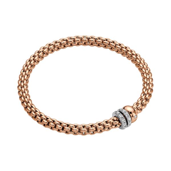 FOPE Solo Flex'it Armband mit drei Rondellen und Pavébesatz 62506BX_PB_R_BRX_0XS