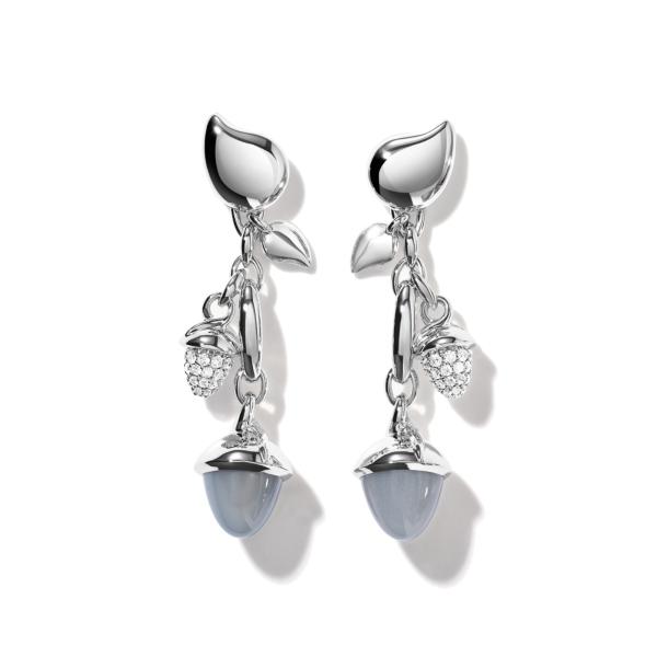 Tamara Comolli MIKADO Ohrringe  Dangling 2 Acorns 'Cashmere' mit Diamant Pavé  E-M-d-2-Cas-p-wg