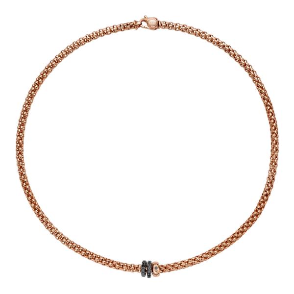 FOPE Solo Kette mit drei Rondellen und schwarzem Pavébesatz 62506CX_PN_R_11R_043