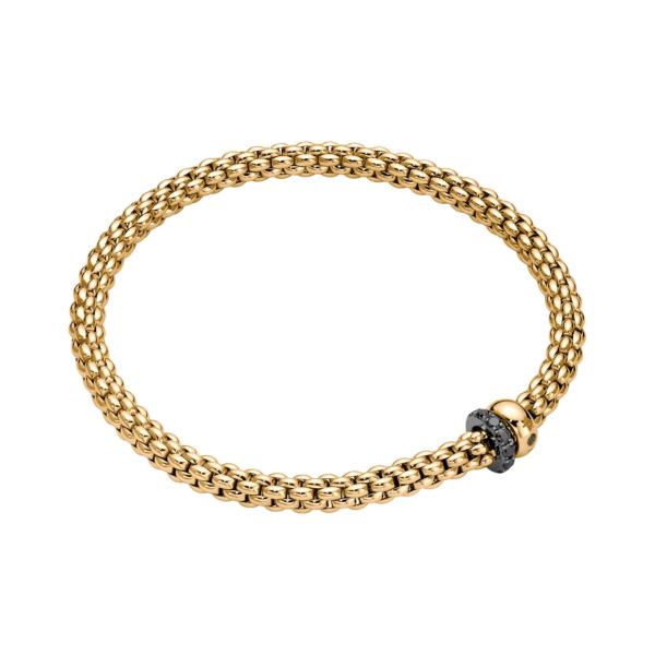 FOPE Solo Flex'it Armband mit zwei Rondellen und schwarzer Pavé-Fassung 62406BX_PN_G_1GX_0XS