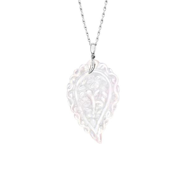 Tamara Comolli INDIA Leaf Anhänger large Perlmutt P-IND-l-MPw-wg