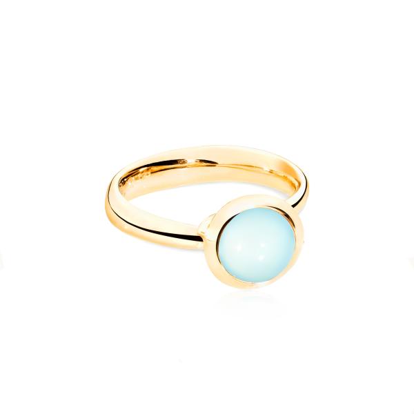 Tamara Comolli BOUTON Ring small Aqua Chalcedony R-BOU-s-ChAq-yg