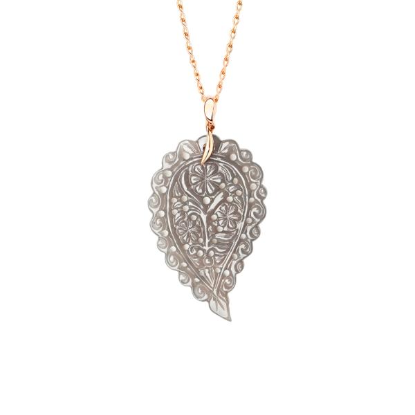 Tamara Comolli INDIA Leaf Anhänger large grauer Chalcedon P-IND-l-Gre-rg