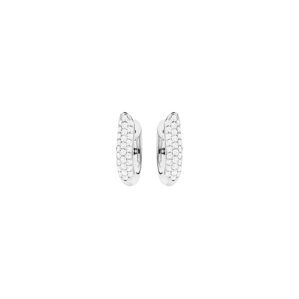 Tamara Comolli SIGNATURE Hoop Ohrringe medium mit Diamant Pavé  18 K Weißgold E-Ho-m-p-wg