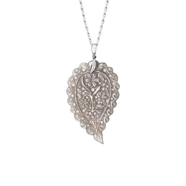 Tamara Comolli INDIA Leaf Anhänger large grauer Chalcedon P-IND-l-Gre-wg