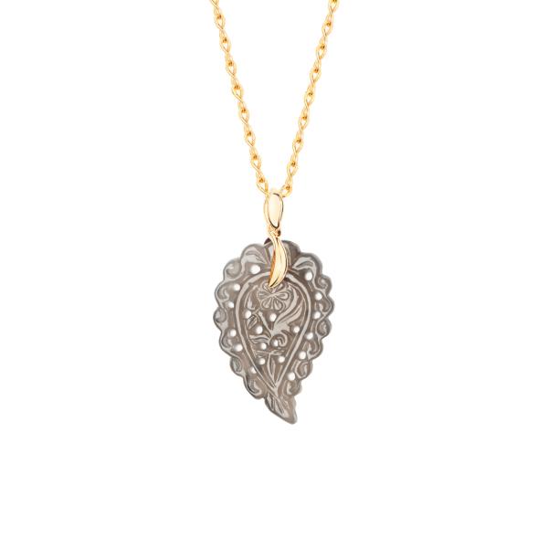 Tamara Comolli INDIA Leaf Anhänger Smoky Quartz P-IND-s-Gre-yg