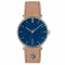 Leder, Edelstahl, Blau
