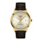 Leder, Edelstahl gelbvergoldet, Beige