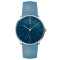 Leder, Edelstahl, Blau